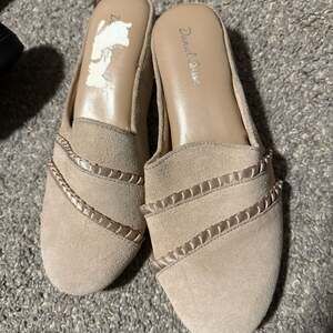 Daniel Green Denise Cinder Suede Ruffle Wedge Slippers